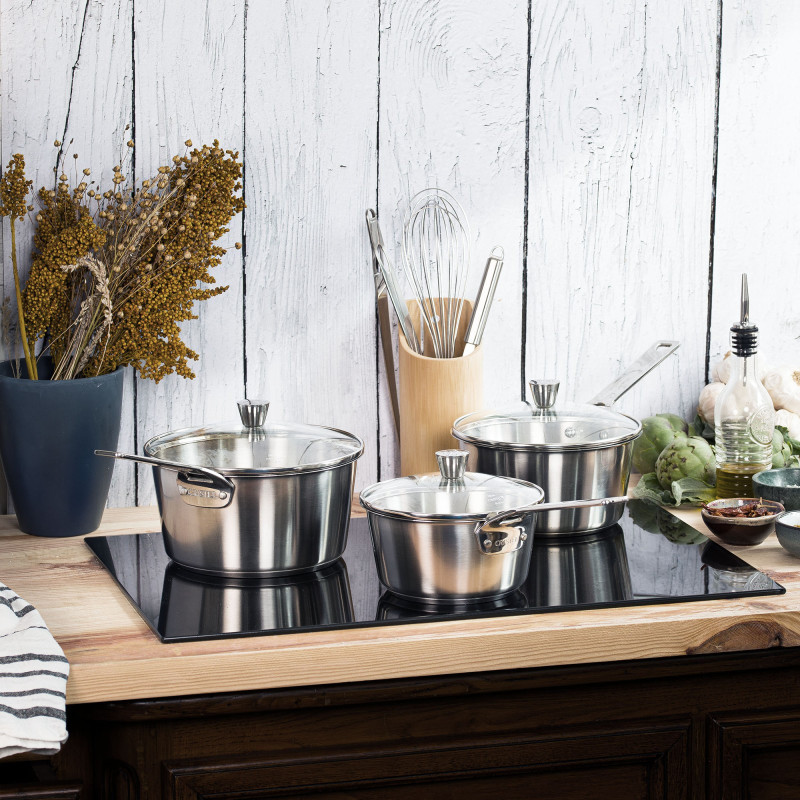 SET 3 CASSEROLES INOX 1826 - CRISTEL
