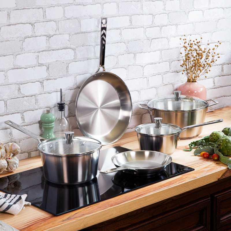 SET 3 CASSEROLES INOX 1826 - CRISTEL