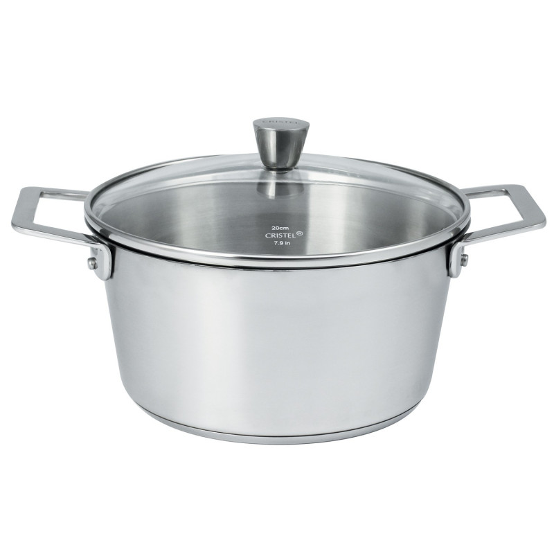 FAITOUT INOX 24CM + COUVERCLE VERRE - 1826 - CRISTEL