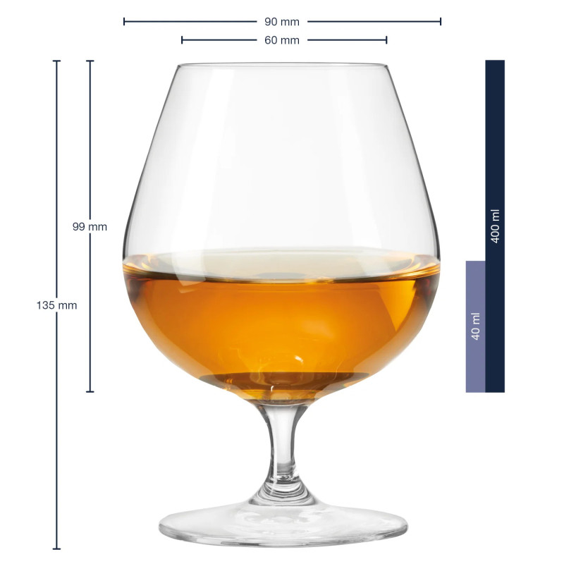 BOITE DE 6 VERRES COGNAC 40CL - CIAO - LEONARDO