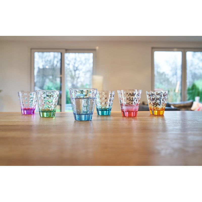 OPTIC MULTICOLOR -SET 6 VERRES BAS - LEONARDO