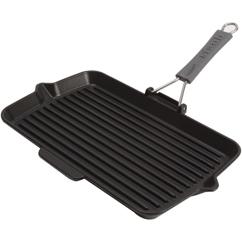 GRILL RECTANGULAIRE 34x21CM NOIR MANCHE SILICONE - STAUB