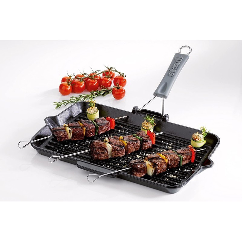 GRILL RECTANGULAIRE NOIR MANCHE SILICONE - STAUB