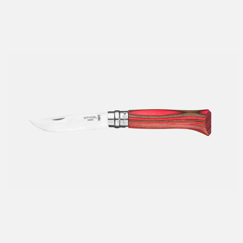 opinel N°08 Bouleau Lamellé Rouge