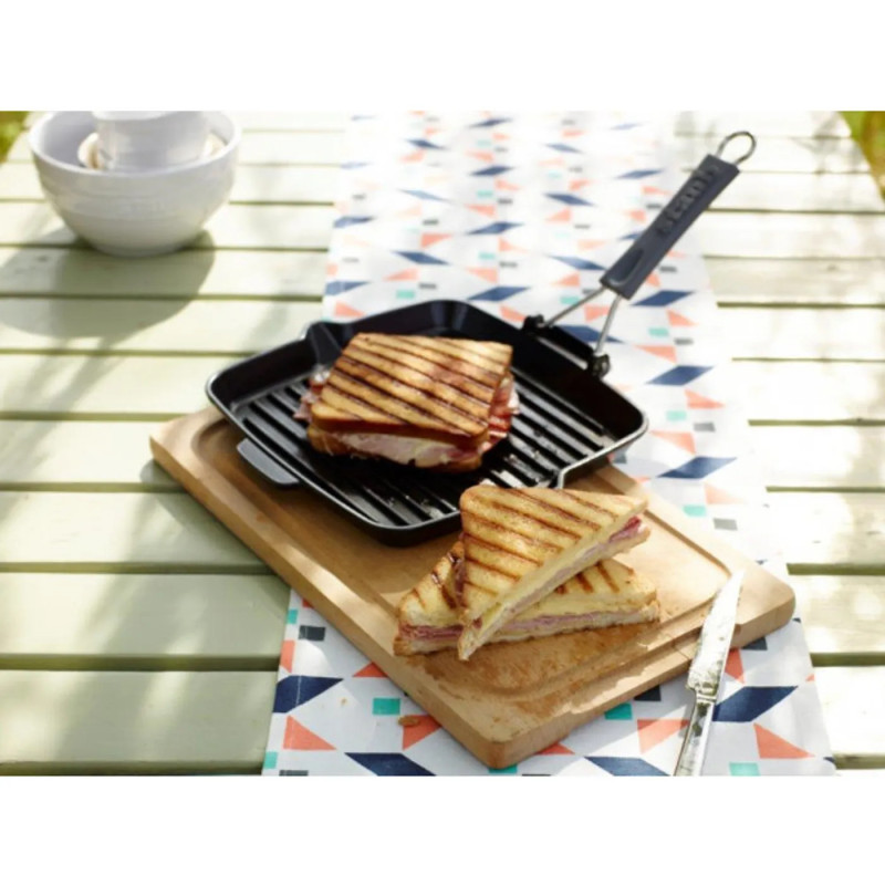 GRILL CARRE 24 CM NOIR MANCHE SILICONE - STAUB