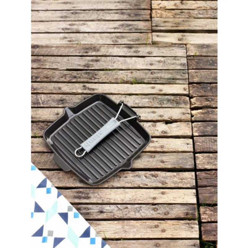 GRILL CARRE 24 CM NOIR MANCHE SILICONE - STAUB