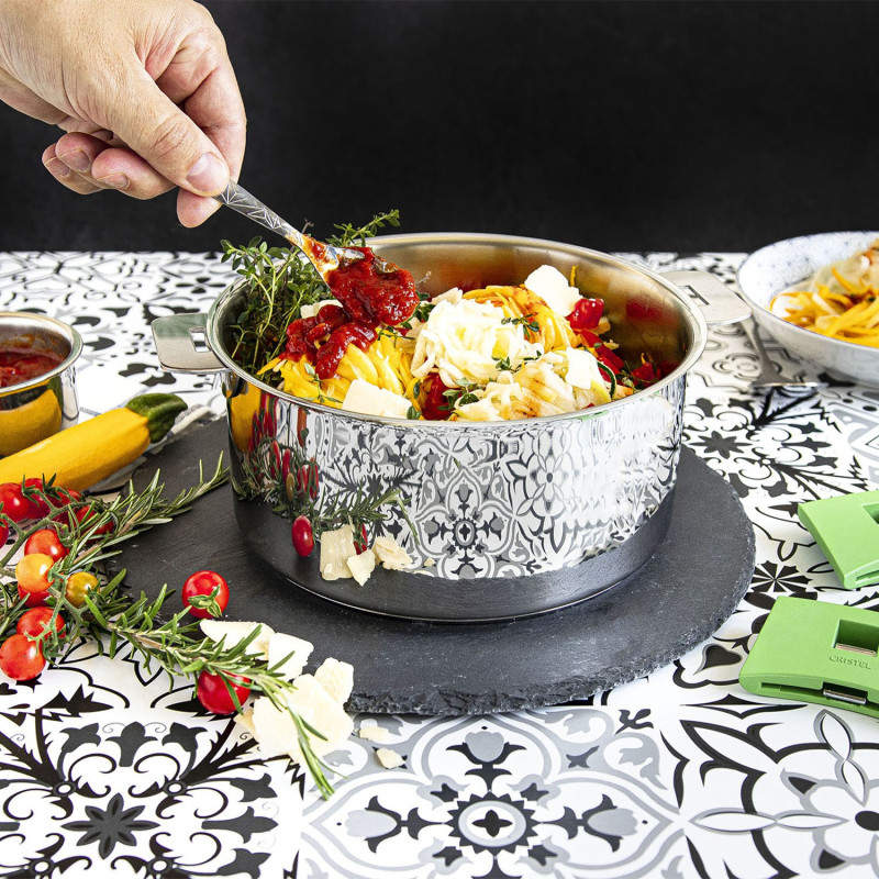 MUTINE - SET 3 CASSEROLES + 1 POIGNEE AMOVIBLE NOIRE- CRISTEL